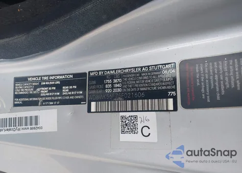 2005 Mercedes-Benz Slk 350 z USA, uszkodzony, nr VIN WDBWK56F75F021606